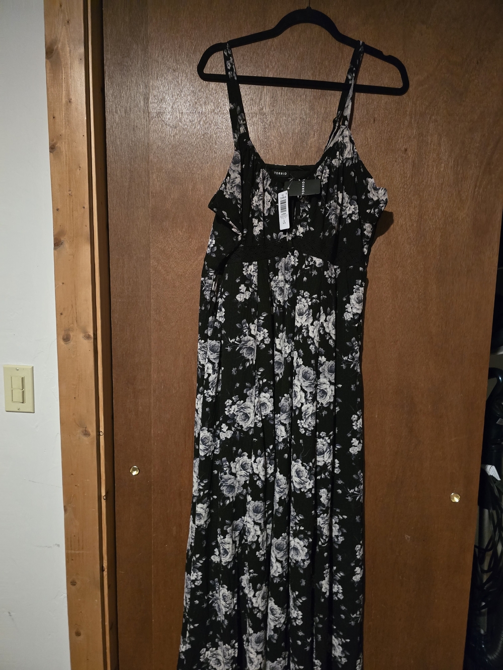 torrid Black Floral Maxi Dress with White Roses
